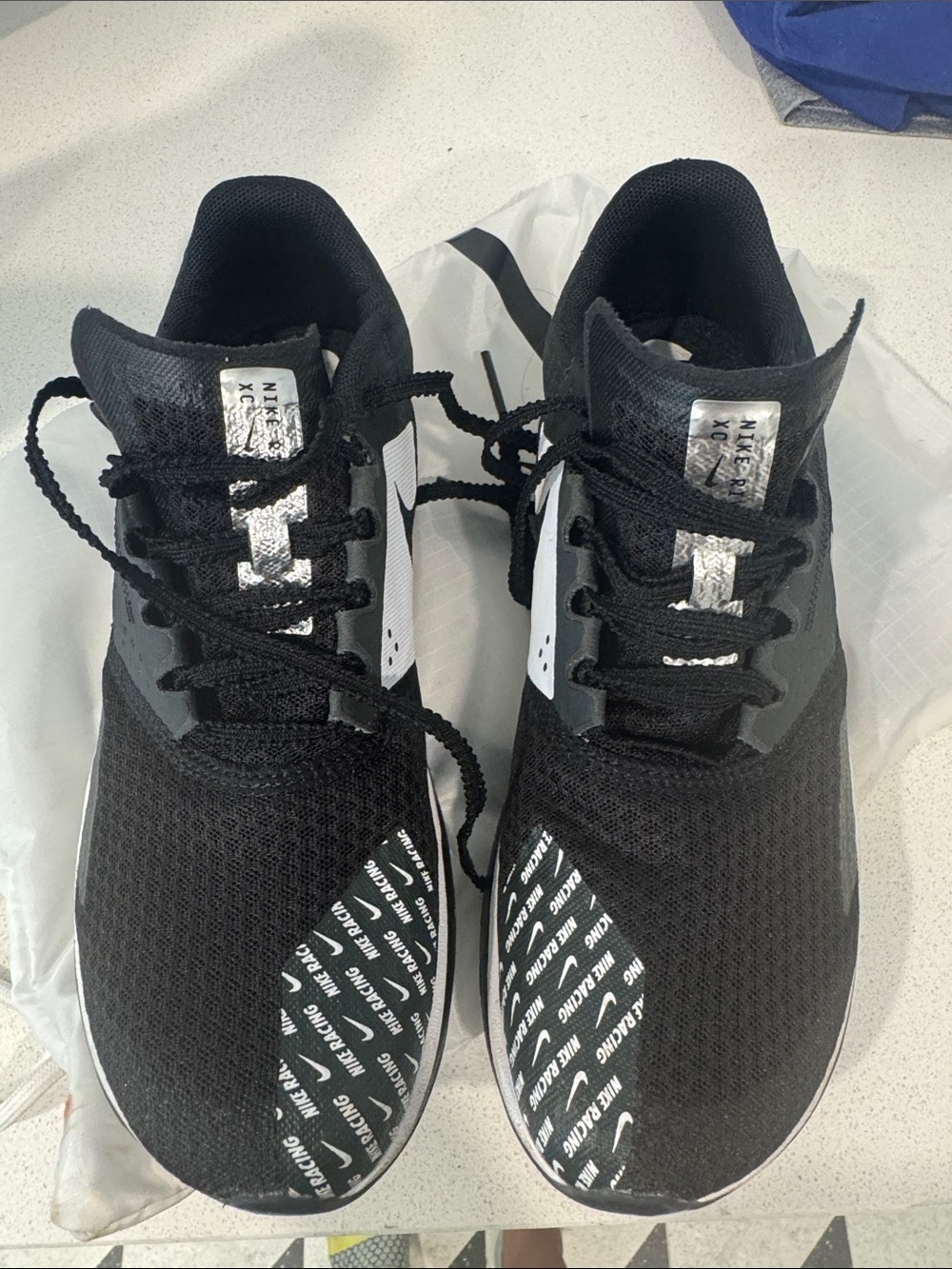 Nike Black and White Motion Racer Spiked Track Racers